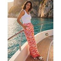 Roman Dusk Floral Print Wide Leg Trousers