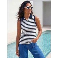 Roman Stripe Collar Vest Top