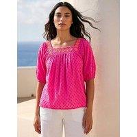 Roman Embroidered Textured Top