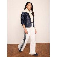 Mint Velvet Ivory Side Stripe Track Pants - White