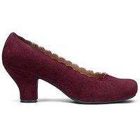 Hotter Jive Wide Fit Scallop Edge Heeled Shoe - Dark Cherry