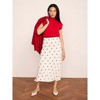 Mint Velvet Cream Spot Slip Skirt - Red