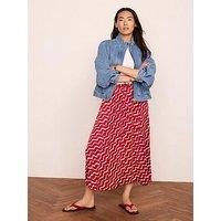 Mint Velvet Printed Midaxi Skirt - Red