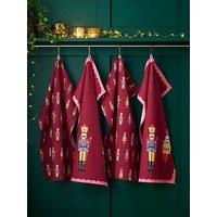Catherine Lansfield 100% Cotton Christmas Nutcracker Tea Towels 4 Pack