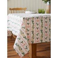 Catherine Lansfield 100% Cotton Christmas Holly Stripe Table Cloth