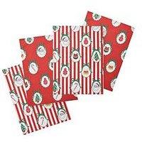 Catherine Lansfield 100% Cotton Christmas Vintage Stripe Tea Towels 4 Pack