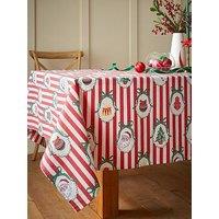 Catherine Lansfield 100% Cotton Christmas Vintage Stripe Table Cloth