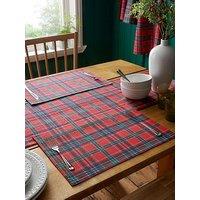 Catherine Lansfield 100% Cotton Christmas Tartan Check Placemat 4 Pack