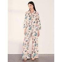 Chelsea Peers Bohemian Leopard Print Long Pyjama Set - Off White