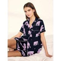 Chelsea Peers Elephant Dreamscape Print Short Pyjama Set - Navy