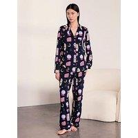 Chelsea Peers Halloween Fortune Teller Print Long Pyjama Set - Navy