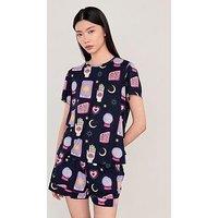 Chelsea Peers Halloween Fortune Teller Print Short Pyjama Set - Navy