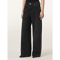 Allsaints Womens Sway Stud Wide Leg Jeans - Black