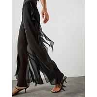 Allsaints Minna Flared Frill Detail Trousers - Black