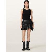 Allsaints Luana Asymmetric Leather Mini Skirt - Black
