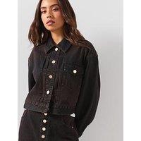 Allsaints Blink Cropped Denim Jacket - Overdyed Brown