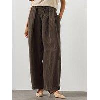 Allsaints Women'Sphi Linen Blend Wide Leg Trousers - Brown