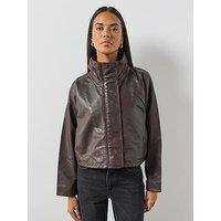 Allsaints Ryder Funnel Neck Leather Jacket - Red