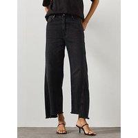 Allsaints Women'S Fox Wide Leg Cropped Jeans - Black