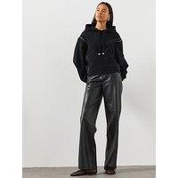 Allsaints Women'S Oversized Hoodie With Contrast Stitch Detail - Black