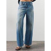 Allsaints Aki Wide Leg Crossover Jeans - Blue
