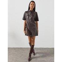 Allsaints Rock Leather Dress - Brown