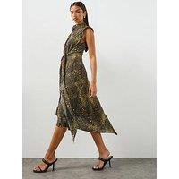 Allsaints Persia Asymmetric Midi Dress - Green