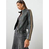 Allsaints Tiggy Fitted Leather Jacket - Black