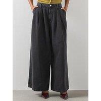 Allsaints Womens Pleated High Rise Wide Leg Jeans - Black