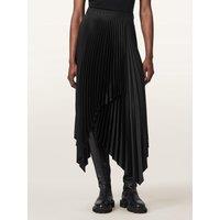 Allsaints Womens Pleated Asymmetric Hem Maxi Skirt - Black