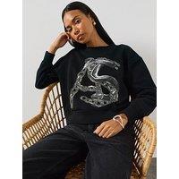 Allsaints Women'S Graphic Crew Neck Sweatshirt - Black