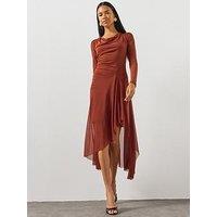 Allsaints Loria Draped Asymmetric Dress - Brown