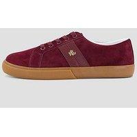 Lauren By Ralph Lauren Womens Suede Leather Side Zip Trainers - Red
