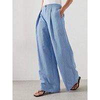 Mango Striped Flowy Trousers - Blue