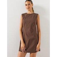 Mango Gingham Check Cottoned Dress - Brown