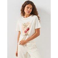 Mango Printed Cotton-Blend T-Shirt - White
