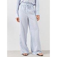 Mango Straight Striped Co-Ord Trousers - Blue