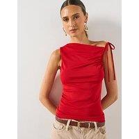 Mango Asymmetric Ruched Top - Red