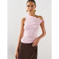 Mango Asymmetric Ruched Top - Pink