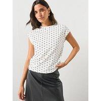 Mango Polka Dots Cotton T-Shirt - White