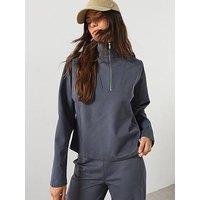 Mango Turtleneck Sweatshirt With Zip Co Ord - Blue