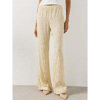 Mango Straight Cut Jacquard Trousers Co Ord- Cream