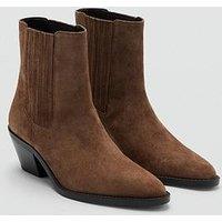 Mango Suede Block-Heel Boots - Brown