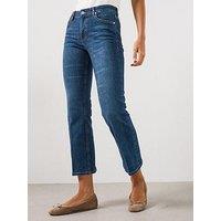 Mango Women'S Cropped Straight Leg Denim Jeans - Blue