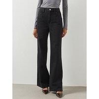 Mango Danila High-Waisted Wide Leg Jeans - Grey