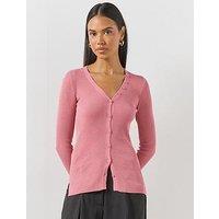 Mango Buttoned Ribbed Cardigan - Pink