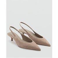 Mango Suede Kitten Heel Court Shoes - Beige