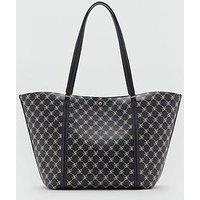 Mango Printed Logo Shopper Bag - Blue