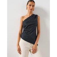 Mango Asymmetric Co-Ord Neckline Cotton Top - Blue