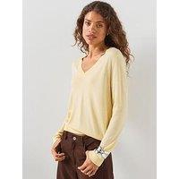 Mango V-Neck Knit Sweater - Cream